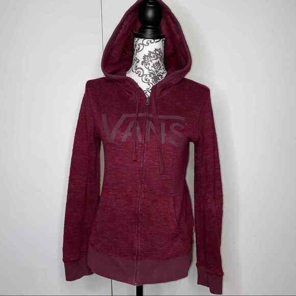 Juniors Maroon Red Vans Hoodie Size Medium Sweatshirt - Picture 2 of 6